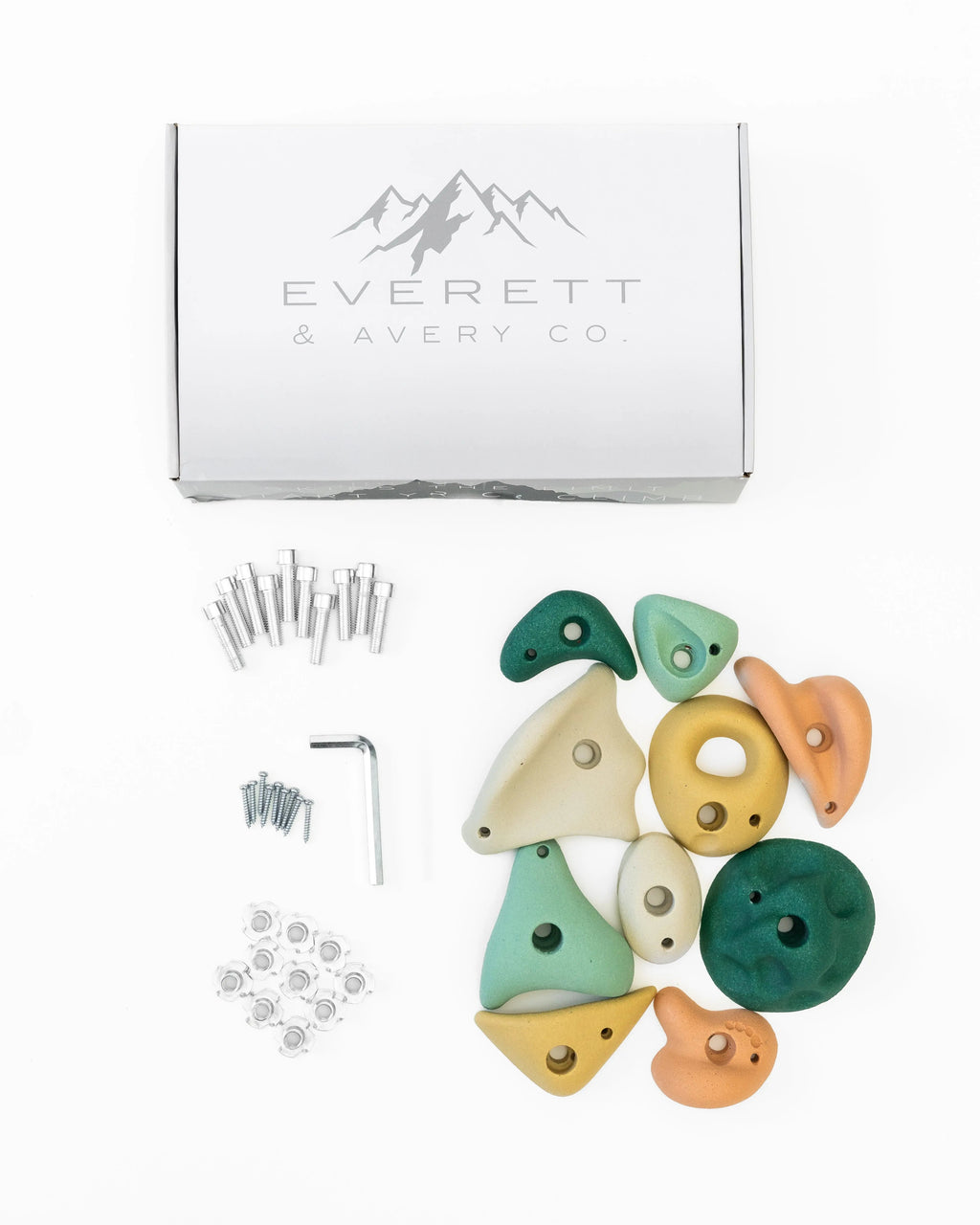 Premium Rock Climbing Holds (Earth Tones) - Everett & Avery Co. - Indoor Climbing Wall - Rock Climbing Holds for Kids